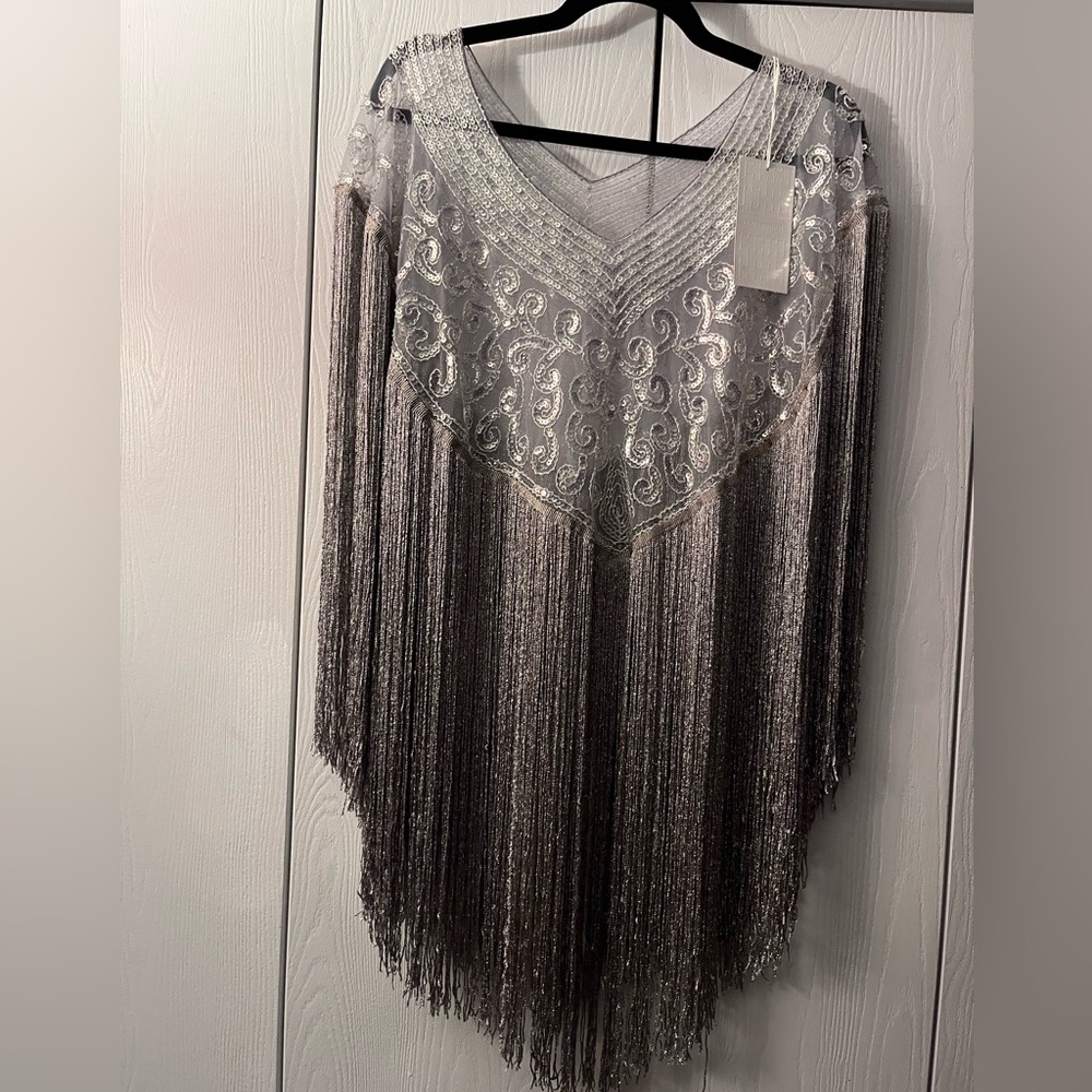 Silver Fringe Shawl